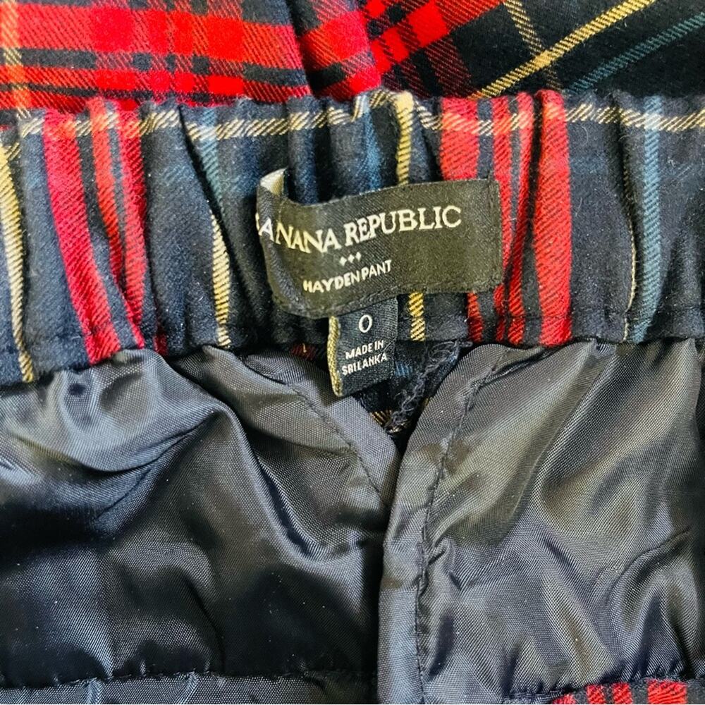 Banana Republic blue red plaid preppy flannel cropped ankle Hayden pants 0 - Picture 5 of 6